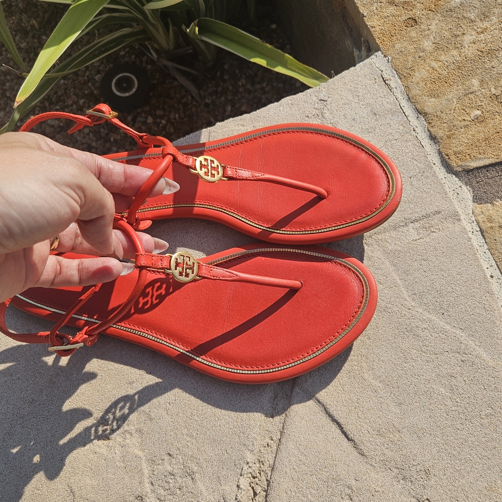 Red Strappy Sandals /Tory Burch - Picture 6 of 8